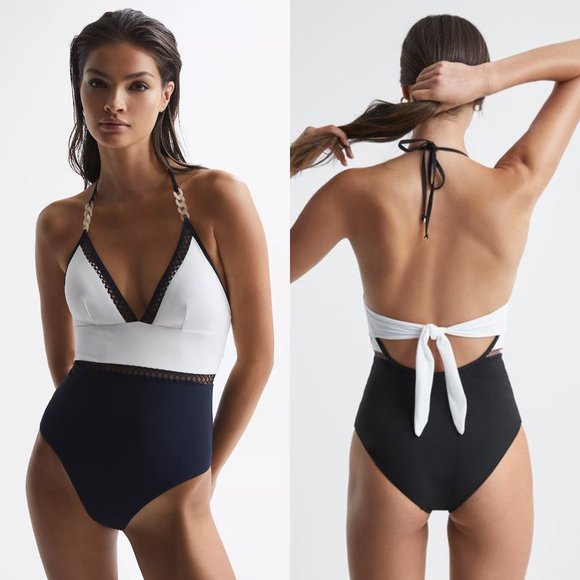 REISS ray colorblock bathing suit - Picture 1 of 7